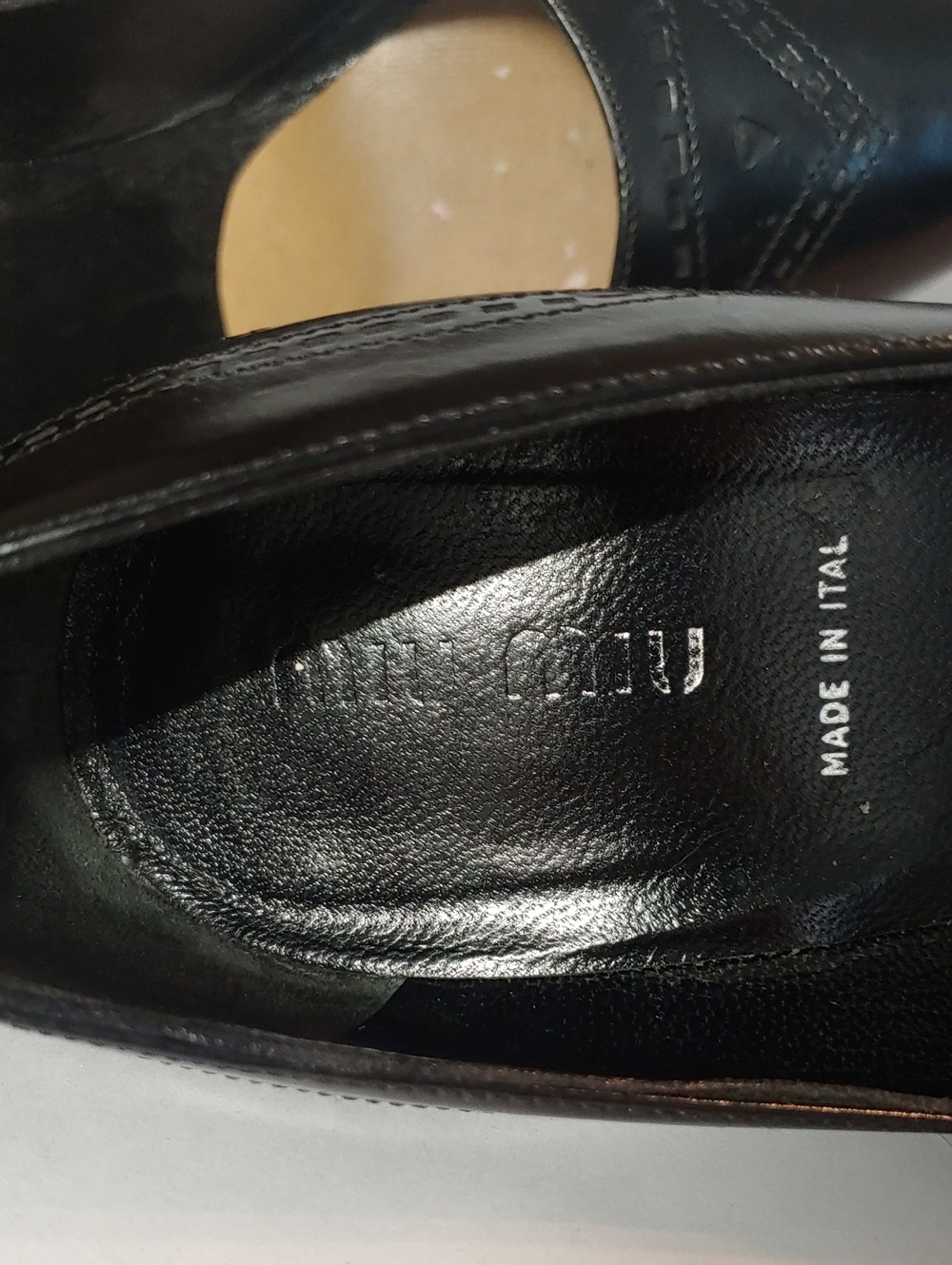 Miu Miu (Prada) Black Pointed Toe Stiletto Pumps with Metallic Caps - Picture 2 of 6